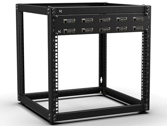 19 Inch 2U Rack panel installed in a standard rack cabinet